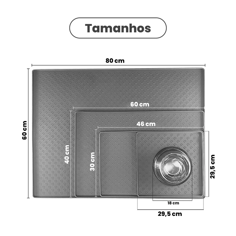 Tapete de Silicone Impermeável para Comedouro de Pets