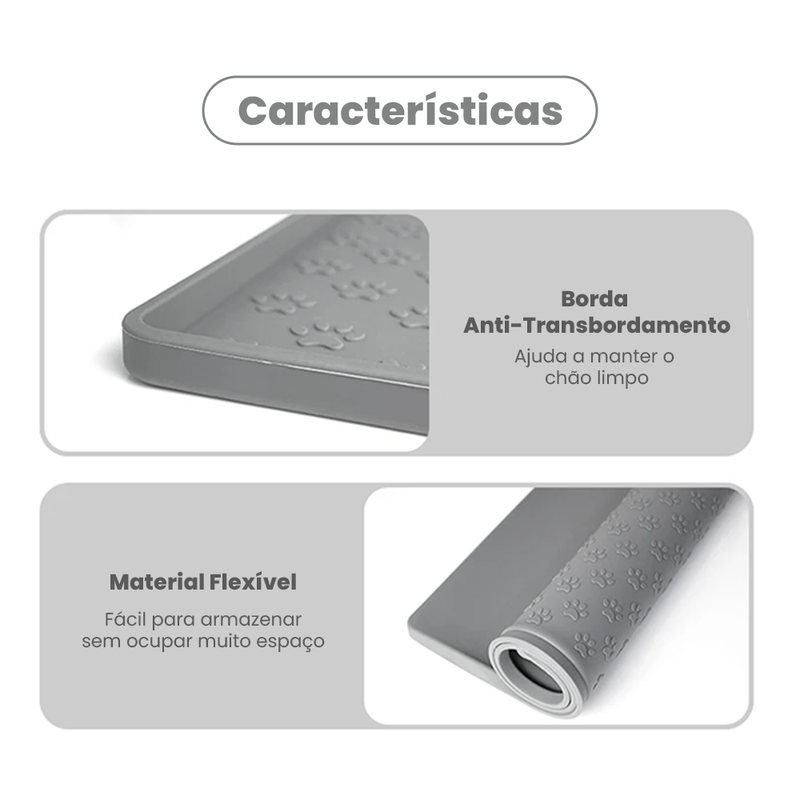 Tapete de Silicone Impermeável para Comedouro de Pets