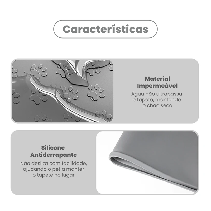 Tapete de Silicone Impermeável para Comedouro de Pets